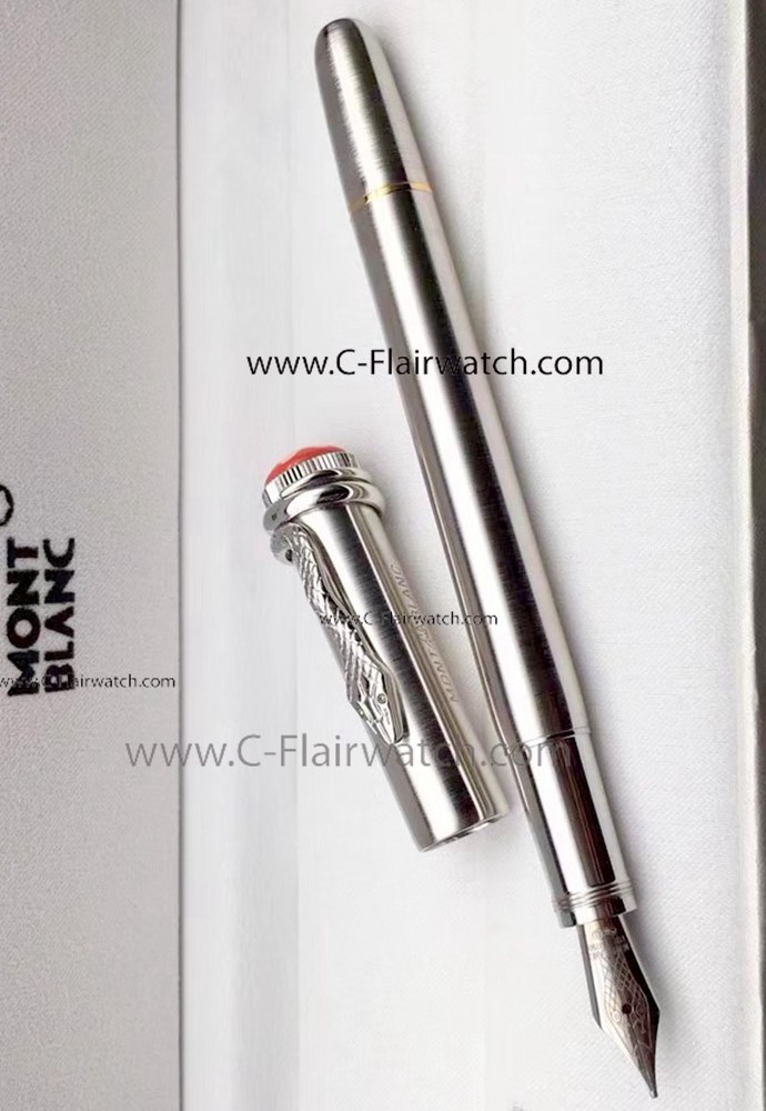 Newest 2018 Copy Mont Blanc Rouge et Noir Fountain / All Silver